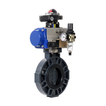 J9.COM气动PVC对夹蝶阀 流量控制