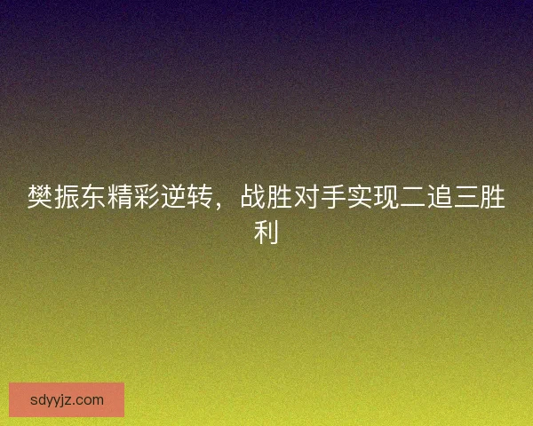 樊振东精彩逆转，战胜对手实现二追三胜利
